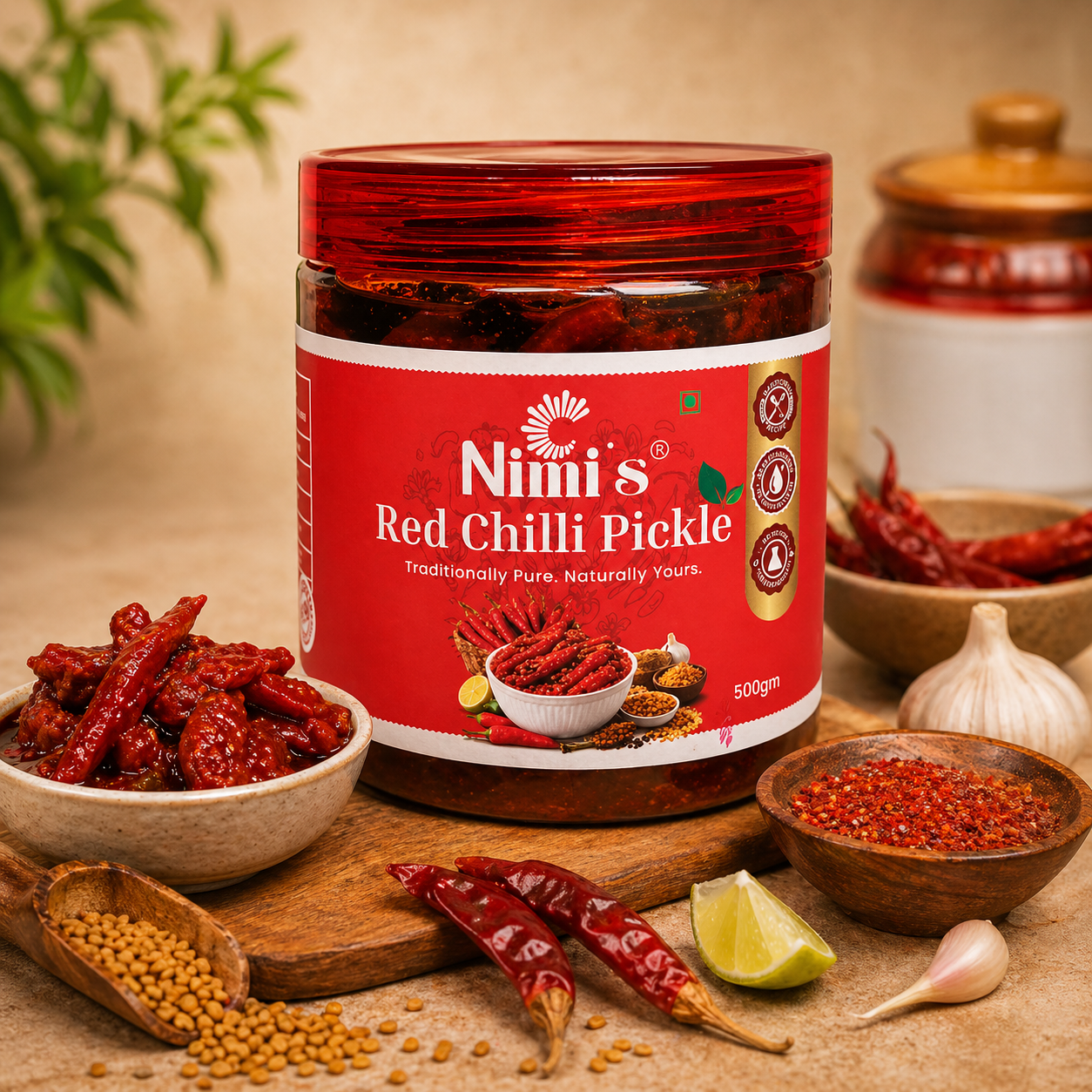 Nimi’s Red Chilli Pickle – Spicy Traditional Lal Mirch Achaar 400gm